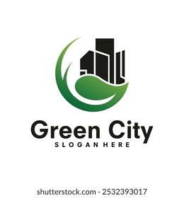 Diseño de Ilustración vectorial de símbolo de logotipo de ciudad verde