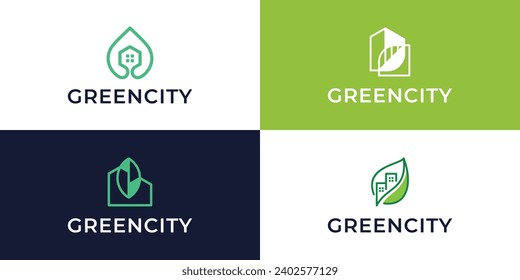 green city logo vector collection. Eco-friendly housing logo design concept.