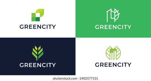 green city logo vector collection. Eco-friendly housing logo design concept.