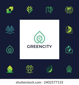 green city logo vector collection. Eco-friendly housing logo design concept.