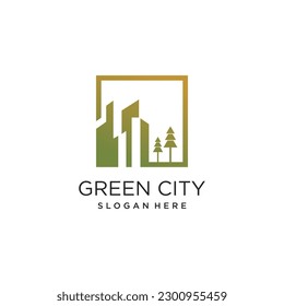 Diseño vectorial del logo de la ciudad verde con estilo creativo