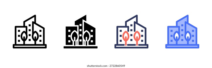 Green City Multi Style Icon Set