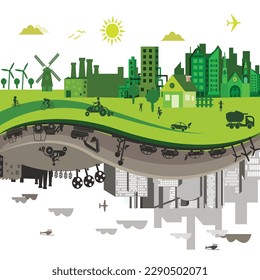 A green city with a green city and a green city on the bottom.