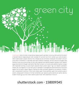 green city over green background vector illustration