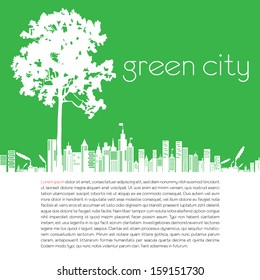 green city over green background vector illustration