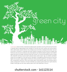 green city over green background vector illustration