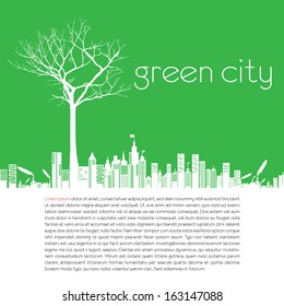 green city over green background vector illustration