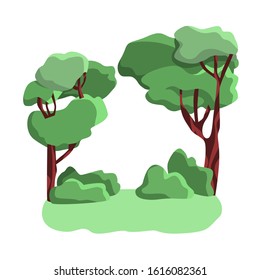Green city park. Vector flat illustration