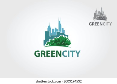 Green City Property Vector Logo Template. It's good for symbolize a property or housing business.  Vector logo illustration.
