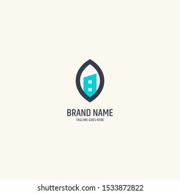 Green city real estate logo design. Apartment house icon vector house symbol