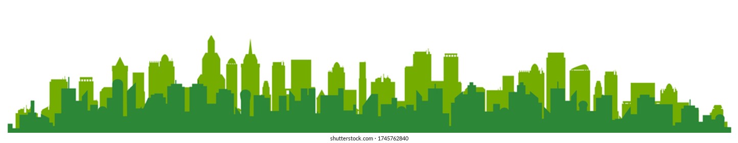 Silueta verde de la ciudad - vector