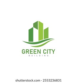 green city skyline logo design property  building vector icon