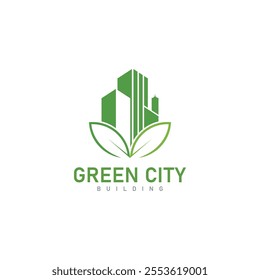 green city skyline logo design property  building vector icon