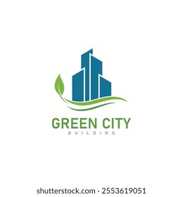 green city skyline logo design property  building vector icon
