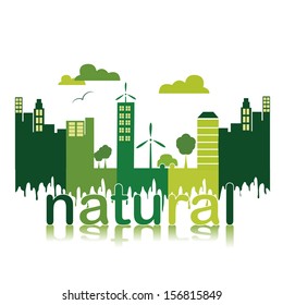 a green city with some air energy and some green clouds