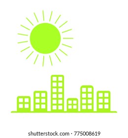 Green city and sun