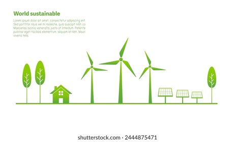 Green city, Sustainable development template banner background, Vector illustration