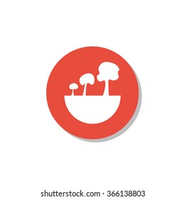 Green city tree icon on red circle background with shadow