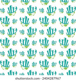 Green City trendy smart seamless pattern colorful illustration background