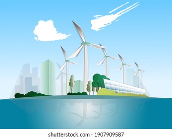 Concept Industrial Plant Manufacture Building Energy Stock Vector ...