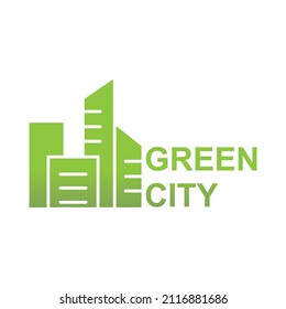 vector de ciudad verde, icono o símbolo de diseño