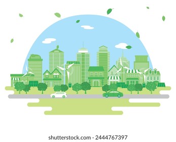 green city vector illustration.
ecology cityscape.