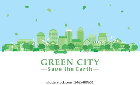 green city vector illustration.
ecology cityscape.