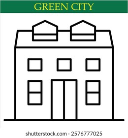 green city Vector Line Icon  art by illustrator eps 10