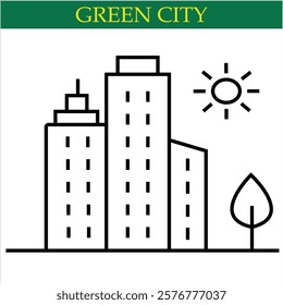 green city Vector Line Icon  art by illustrator eps 10