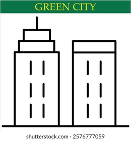 green city Vector Line Icon  art by illustrator eps 10