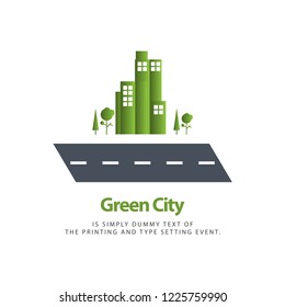 Green City Vector Template Design Illustration