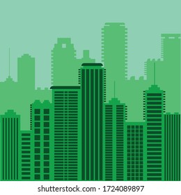 Green cityscape building construction concept design city vector silhouette by Ilusstrator.