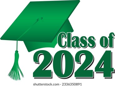 Green Class of 2024 Graduation Cap