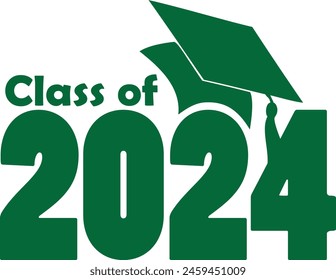 Green Class of 2024 with graduation cap