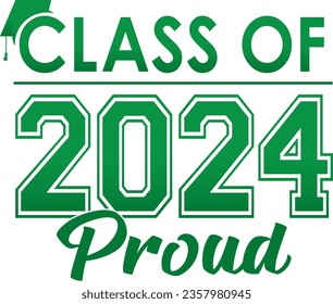 Grünes 2024-PROUD-Logo mit Graduierungskappe