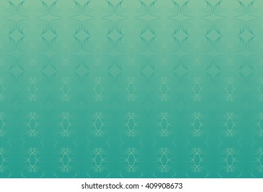 Green classic background. Wavy elements. Persian green.