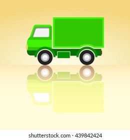 Green Classic Cargo Truck Icon on Summer Background