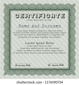 Green Classic Certificate template. Artistry design. Customizable, Easy to edit and change colors. With complex background. 