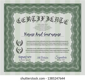 Green Classic Certificate template. Artistry design. With complex background. Customizable, Easy to edit and change colors. 