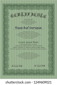 Green Classic Certificate template. With background. Customizable, Easy to edit and change colors. Artistry design. 