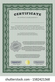 Green Classic Certificate template. With background. Customizable, Easy to edit and change colors. Cordial design. 