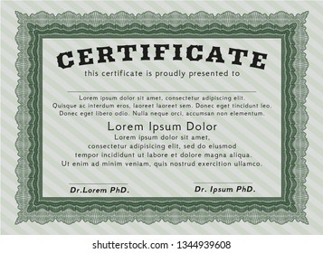 Green Classic Certificate template. Beauty design. With complex background. Vector illustration. 