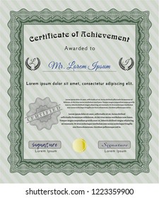 Green Classic Certificate template. With complex background. Customizable, Easy to edit and change colors. Retro design. 