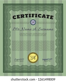 Green Classic Certificate template. Complex background. Customizable, Easy to edit and change colors. Artistry design. 