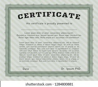 Green Classic Certificate template. Complex background. Detailed. Beauty design. 