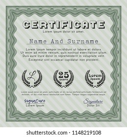 Green Classic Certificate template. Customizable, Easy to edit and change colors. With complex background. Money design. 