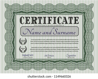 Green Classic Certificate template. Customizable, Easy to edit and change colors. Complex background. Artistry design. 