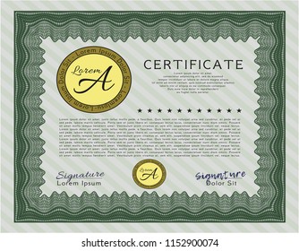 Green Classic Certificate template. Customizable, Easy to edit and change colors. Easy to print. Good design. 