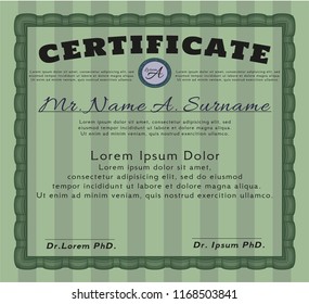 Green Classic Certificate template. Customizable, Easy to edit and change colors. Complex background. Money style design. 