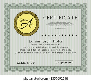Green Classic Certificate template. Customizable, Easy to edit and change colors. With background. Nice design. 
